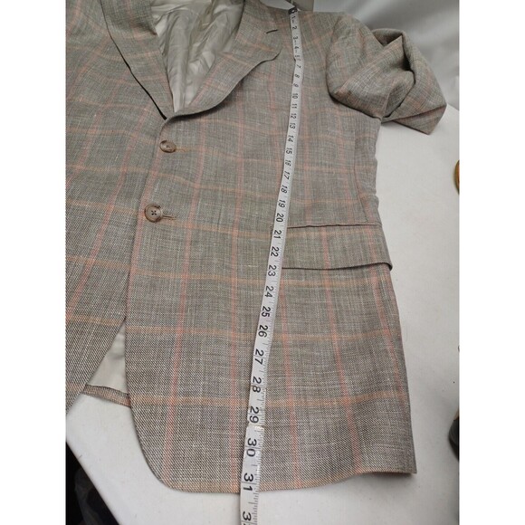 Jos. A. Bank Mens Wool Silk Linen Sport Coat Blazer Jacket Windowpane Gray 44R - Picture 6 of 10